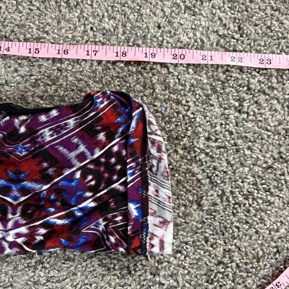 Cable & Gauge Blouse Womens XL Purple Geometric‎ Ikat V-Neck 3/4 Sleeve Boho Top - Picture 5 of 9